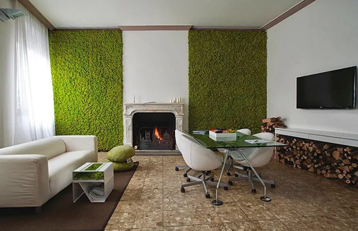 Preserved moss and natural plant artwork for a home